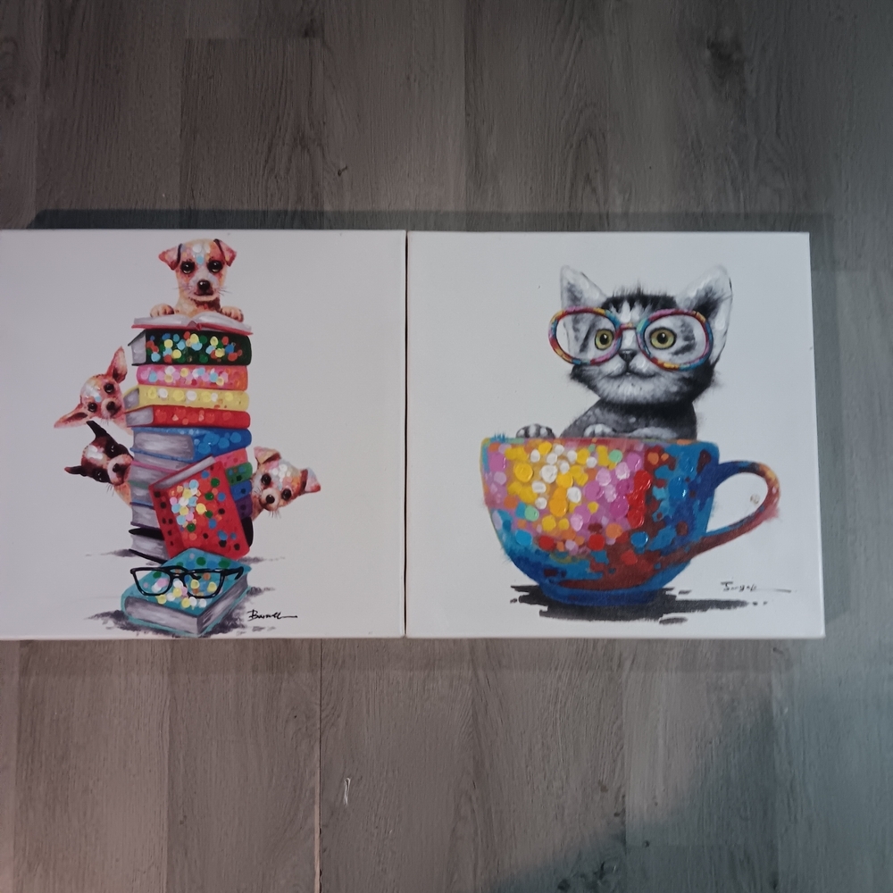 Colorful Animal Art Canvas Set NWOT - Picture 6 of 6